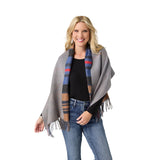 This women’s reversible wrap offers multiple styling options with a versatile design that can be worn on either side for two distinct looks. The button front closure adds structure while allowing for adjustable draping, and the fringe detailing brings movement and texture. Crafted from a soft woven fabric, this layering wrap combines comfort with standout pattern, making it an easy choice for both casual outfits and more styled looks.

Materials: Acrylic/Cotton.