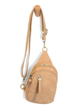 Our best-selling Skyler is now in soft luscious wheat colored vegan suede, perfect for Fall. This organized sling brings a cozy vibe to your look and will look great layered over your favorite chunky sweater. With space for your large phone, keys, wallet, lip gloss and more, you will be able to carry everything you need with hands free convenience


Product Details
Dimensions: 8 in. H x 5.5 in. W x 2.25 in. D
Removable and adjustable convertible strap drop: 20-30 in.
Top zip closure
Exterior front zip pocke