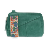 Retro styling crafted in antiqued vegan leather gives this fun jungle green-colored clutch a vintage vibe. The removable woven wrist strap is the finishing touch on this stylish bag so you can wear it as a wristlet, a clutch, or a crossbody with the included removable shoulder strap!





6.75"H x 9.75"W x 2.25"D

Removable and adjustable crossbody strap 22"-26"

Removable long wristlet strap 7.5" long

Zippered top closure

Interior zippered pocket

Exterior back zipper pocket

Brass plated hardware

100% 