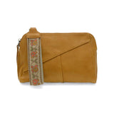 Retro styling crafted in antiqued vegan leather gives this yellow mustard colored clutch a vintage vibe. The removable woven wrist strap is the finishing touch on this stylish bag, so you can wear as a wristlet, a clutch, or even a crossbody with the included removable shoulder strap!





6.75"H x 9.75"W x 2.25"D

Removable and adjustable crossbody strap 22"-26"

Removable long wristlet strap 7.5" long

Zippered top closure

Interior zippered pocket

Exterior back zipper pocket

Brass plated hardware

100%