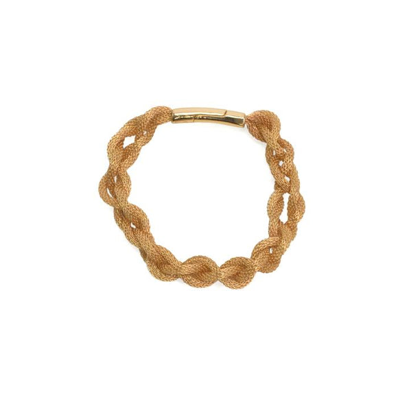 What a gorgeous bracelet with gold mesh chains braided together! Not only is it good looking, but you will love the ease of putting a magnetic bracelet on!

8