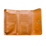 Our best-selling wallet has been updated this season in gorgeous, cruelty-free, embossed crocodile golden tan vegan leather in rich colors that coordinate perfectly with our collection of Croco bags. The Marnie wallet is a small sleek size but with all the functions of a full-size wallet. Featuring multiple credit card slots, billfold pockets and even a zipper coin pocket this wallet has space for everything you need in a slim, compact size. Perfect if you need that smaller wallet for your mini bag!
Product