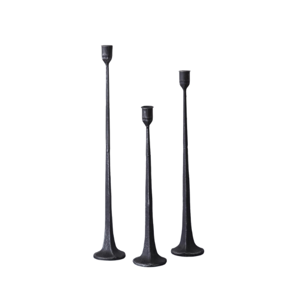 These three iron candlesticks are modern and fresh and will look stunning in your home!  Material: Iron  Large: 3
