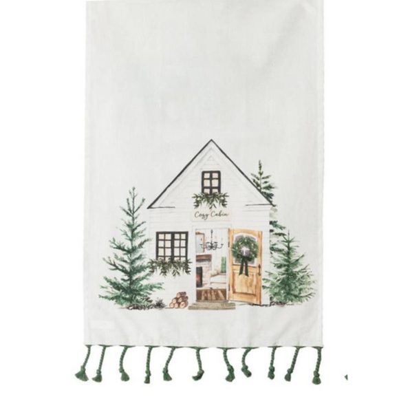 This pretty little towel will look fabulous in your kitchen for the holidays! There is a pretty farmhouse with a 