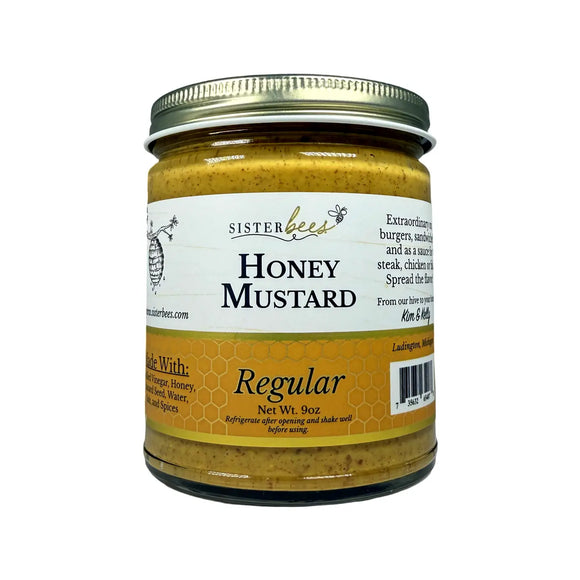 Sweet and Spicy Goodness Sister Bees real honey mustard uses the highest quality ingredients including sweet Northern Michigan honey and zero added sugar. Try our mustard with pretzels, on a sandwich or a wrap, use as a spread on a salmon filet, toss with vegetables before roasting, or add it to a cheese board! If you're looking for premium honey mustard, you'll find it here.

9 oz.
Made in the United States of America