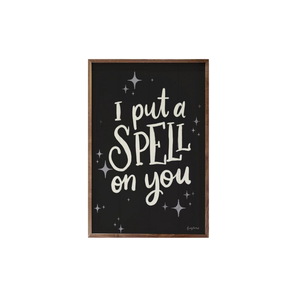 What a perfect addition to your Halloween decor this year!  This wood sign has a black background with the words 