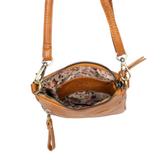 This cognac colored compact phone bag is designed for everyday convenience and hands-free style. This slim crossbody is made from softly tumbled vegan leather with a sleek silhouette, adjustable crossbody strap and a secure zip closure. The Lia features a front zip pocket and a back slide pocket to keep your phone, cards, keys and small essentials neatly organized and easy to access. This crossbody bag is perfect for travel, shopping, concerts or daily errands.
Product Details
Dimensions: 7.5 in. H x 6.25 i