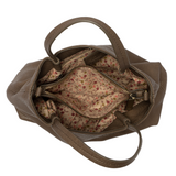 Accented by deep pleats this slouchy satchel bag crafted in softly tumbled olive colored vegan leather gives a modern yet feminine vibe to your look. Stay organized with three interior compartments including one zipper and two magnetic snap closures, with space for your wallet, phone, cosmetics and more. Featuring both top handles and a removable shoulder strap, this versatile crossbody bag will accent all your looks from casual to dressy.
Product Details
Dimensions: 8.25 in. H x 10.5 in. W x 4 in. D
3 Inte