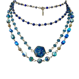 This unique piece of jewelry can be worn 5 different ways! The magnetic closure allows you to adjust this piece to your liking. You can wear it as one long necklace with the bottom piece being 3 layers of beautiful beading. Take the top piece and wear it as a bracelet or a choker necklace. You can wear each piece separately or together to make a 4 layer necklace. Stones may vary in size and texture

18.5" long
