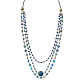 This unique piece of jewelry can be worn 5 different ways! The magnetic closure allows you to adjust this piece to your liking. You can wear it as one long necklace with the bottom piece being 3 layers of beautiful beading. Take the top piece and wear it as a bracelet or a choker necklace. You can wear each piece separately or together to make a 4 layer necklace. Stones may vary in size and texture

18.5" long