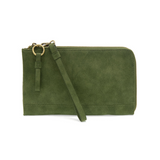 Karina combines sleek styling with uber organization in a beautiful faux suede dark emerald leather. The ultimate in versatility, this bag can be worn as a crossbody, carried as a clutch or as a wristlet. The included bonus wallet with credit card slots, ID windows, zippered change pocket and billfold will keep your organized on the go and can be carried separately.


Product Details
Main Bag
Dimensions: 9.75 in. W x 6 in. H x 1 in. D
Zippered Top Closure
Exterior Open Pocket
Interior Zipper Pocket
Detachab