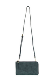 Karina combines sleek styling with uber organization in a beautiful faux suede deep teal leather. The ultimate in versatility, this bag can be worn as a crossbody, carried as a clutch or as a wristlet. The included bonus wallet with credit card slots, ID windows, zippered change pocket and billfold will keep your organized on the go and can be carried separately.


Product Details
Main Bag
Dimensions: 9.75 in. W x 6 in. H x 1 in. D
Zippered Top Closure
Exterior Open Pocket
Interior Zipper Pocket
Detachable 