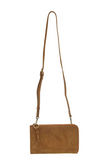 Karina combines sleek styling with uber organization in a beautiful faux suede toffee colored leather. The ultimate in versatility, this bag can be worn as a crossbody, carried as a clutch or as a wristlet. The included bonus wallet with credit card slots, ID windows, zippered change pocket and billfold will keep your organized on the go and can be carried separately.


Product Details
Main Bag
Dimensions: 9.75 in. W x 6 in. H x 1 in. D
Zippered Top Closure
Exterior Open Pocket
Interior Zipper Pocket
Detach