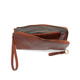 The Karina combines sleek styling with uber organization in beautiful antique-looking cinnamon colored vegan leather! This bag has the ultimate versatility, as it can be worn as a crossbody, a clutch, or a wristlet. The bonus wallet, which includes credit card slots, ID windows, a zippered change pocket, and a billfold, will keep you organized and can be carried separately!


MAIN BAG: 9"H x 6"W x 1"D



Removable and adjustable crossbody strap 21"-26" with lobster claw clasps

Removable long wristlet strap