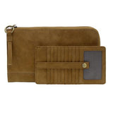 Karina combines sleek styling with uber organization in a beautiful faux suede wheat leather. The ultimate in versatility, this bag can be worn as a crossbody, carried as a clutch or as a wristlet. The included bonus wallet with credit card slots, ID windows, zippered change pocket and billfold will keep your organized on the go and can be carried separately.


Product Details
Main Bag
Dimensions: 9.75 in. W x 6 in. H x 1 in. D
Zippered Top Closure
Exterior Open Pocket
Interior Zipper Pocket
Detachable 7 in