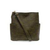 Casual and carefree crossbody in super soft pebble grain vegan leather! Our Kayleigh bucket bag in a GORGEOUS dark olive color that comes with a smaller bag that can be carried inside or used alone! The convenient side pockets of this bucket bag can carry your water bottle, phone or glasses.&nbsp;


11" W X 11.25" H X 3.5"
Magnetic Snap Closure
2 open and 1 zipper interior pockets
2 exterior open pockets and 1 back zipper pocket
12- 18" adjustable drop and detachable crossbody strap with lobster claw clasps