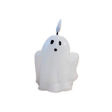 Add a little SPOOKY glow with our LED Ghost Candle! There is a switch on the bottom for "on," "off," and a "timer" option.

Battery included.

Wax

Approximately 4.5" H (5.75" H with flame) x 3.5" Dia 5