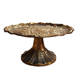 This stunning gold finish on our large display tray will be the perfect touch to your home! It features a beautifully textured surface and antique-inspired finish. We love using it's height to elevate different vignettes of candles, small decor pieces and seasonal items in our homes!&nbsp;

8.5" D x 4.5" H