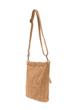 This slouchy bucket bag is fashioned in soft tan vegan leather accented with a feminine, delicate laser cut pattern reminiscent of eyelet lace for a luxe boho look. A top zip closure keeps your belongings secure with enough space for everything you need to carry on a daily basis. The back zipper pocket keeps your phone or keys in easy reach, and the adjustable shoulder strap can be worn as a crossbody or shoulder bag.


Dimensions: 11 in. H x 11.5 in. W x 3.5 in.
Top zip closure
Adjustable and removable sho