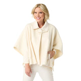 This women’s wrap features a structured collar and a clean, modern silhouette that offers an elevated alternative to traditional layering pieces. The wide sleeve design creates a relaxed drape, while the soft fabric provides comfortable coverage without excess bulk. Designed as a polished wrap top, it adds a refined finishing layer to both casual and dressed-up looks.

&nbsp;Materials: Polyester/Viscose/Wool.