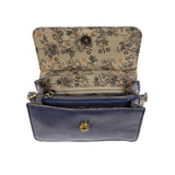 Put a ring on it! Perfect for your next night out, this cute blueberry colored bracelet bag looks great with your fav jeans or slinky dress! With multiple compartments, it is just the right size to hold all your essentials. Wear it on your wrist with the metallic ring bracelet, or carry as a clutch, or wear as a crossbody with the detachable shoulder strap.


Dimensions: 6 in. H x 8.25 in. W x 3.5 in. at deepest point
Tapers up to the top point
Adjustable and removable crossbody strap: 20-25 in.
3 in. diame