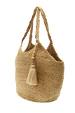 Time for a fabulous summer bag! This natural jute hobo will be the perfect accessory for your outfit!

Dimensions: 14 in. H x 10.5 in. W x 9 in. D

Shoulder strap drop: 11 in.

Magnetic snap top closure

Natural jute fibers

Wood bead tassel

Unlined

Please note due to the handmade nature of this product size may vary