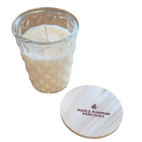 Fluffy, golden and straight off the griddle! Dripping with melted butter and smokey maple syrup, baked pumpkin lends a rich, earthy undertone to the sweetness. Tangy buttermilk and a dash of lemon provide a pop that brings everything into perfect harmony. Like Sunday morning in a bottle—comforting, delicious and satisfying!




Filled with 12 oz. of American Soybean WaxTM.

Measures 4