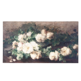This beautiful painting of white garden roses is imprited on four sections of metal creating one big piece of artwork that will bring life to your walls!

Approximately&nbsp;20" H x 36" W

Iron