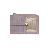 We love this mini wallet in a dusty amethyst colored vegan leather! It is full of style and will hold your license and up to six credit cards. The zipper pocket is roomy enough for your change and cash, and a pocket is on the back.&nbsp; This mini wallet is perfect for you, but it makes an awesome gift!

DIMENSIONS: 4 IN. H X 5.5 IN. W X .25 IN. D

ZIPPERED TOP CLOSURE ON EDGE

6 CREDIT CARD POCKETS

ID WINDOW POCKET

EXTERIOR PASSPORT POCKET

STRIPED LINING

BRASS PLATED HARDWARE

100% VEGAN LEATHER (POLYU