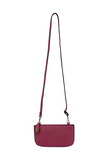 Our most popular bag, in a beautiful mulberry, this mini clutch, with its sleek silhouette, is as gorgeous as it is versatile.&nbsp; Features include a polished turn lock, six card slots, and an interior zipper for change.&nbsp; It can be styled in many ways, with removable straps for alternating between wallet, crossbody, and wristlet!

&nbsp;5"H x 9.5"W x 1"D

Removable and adjustable crossbody strap 13"-24"

Wristlet strap 7" long

interior zippered pocket

brass plated hardware

100% vegan leather (poly