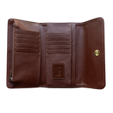 Our best-selling wallet has been updated this season in gorgeous, cruelty-free, embossed crocodile pecan brown vegan leather in rich colors that coordinate perfectly with our collection of Croco bags. The Marnie wallet is a small sleek size but with all the functions of a full-size wallet. Featuring multiple credit card slots, billfold pockets and even a zipper coin pocket this wallet has space for everything you need in a slim, compact size. Perfect if you need that smaller wallet for your mini bag!
Produc
