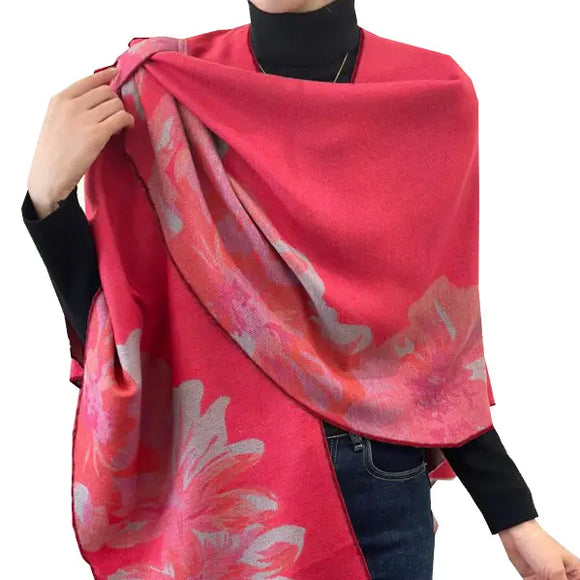 Cozy Cashmere Like Travel Wrap This one size fits all reversible loop wrap, drapes over and through shoulder loop to stay in place. Accents any outfit, casual or dressy. It feels and looks like cashmere. A beautiful layering piece!

60% Poly, 40% Acrylic.

Dry clean or hand wash cold with light colors, lay flat to dry, iron on lowest setting if need, do not bleach.