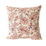 Bring a little red, white &amp; blue into your home this year with this gorgeous paisley pillow! We love that it has a cream back with red ticking stripes on it!

16" H x 16" W

cotton