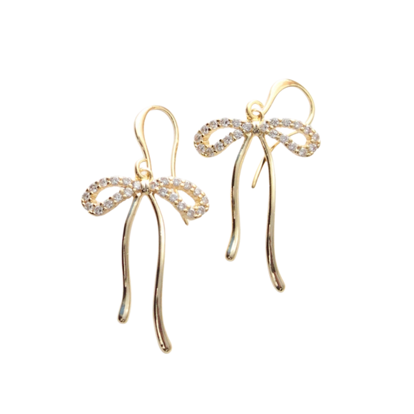 Beautiful sparkling bow earrings are trendy accessories for every occasion. These sweet bows have sparkling crystals set in the bows loops, catching the light perfectly. These earrings are festive and elegant for parties or will add a touch of sparkle as an everyday earring.

Details: Earring length is approx 1.55