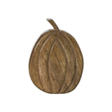 Create warm, inviting harvest displays with this hand-carved walnut wood pumpkin. Crafted from solid mango wood, its dimensional carved design and rich walnut finish showcase the natural beauty of the wood grain while bringing artisan character to seasonal displays. The timeless silhouette complements farmhouse, cottage, rustic, and traditional décor, making it an easy addition to a wide range of fall assortments.

Mango Wood Color: Walnut Brown

8"H x 6"W x 1.5"D

Care: Wipe clean with a soft cloth