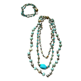 This unique piece of jewelry can be worn 5 different ways! The magnetic closure allows you to adjust this piece to your liking. You can wear it as one long necklace with the bottom piece being 3 layers of beautiful beading. Take the top piece and wear it as a bracelet or a choker necklace. You can wear each piece separately or together to make a 4 layer necklace.

Stones may vary in size and texture