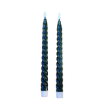 We love these green twist tapers! They will make a stunning presentation on your table or buffet this year!

Wax

Requires 2 AAA batteries, not included

Approximately 11.5" H (from the base to the tip of the flame) x .75" Dia&nbsp;