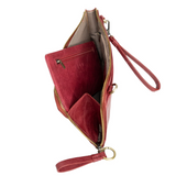 The Karina combines sleek styling with uber organization in beautiful antique-looking cranberry vegan leather! This bag is the ultimate versatility, as it can be worn as a crossbody, a clutch, or a wristlet. The bonus wallet, which includes credit card slots, ID windows, a zippered change pocket, and a billfold, will keep you organized on the go and can be carried separately!


MAIN BAG: 9"H x 6"W x 1"D



Removable and adjustable crossbody strap 21"-26" with lobster claw clasps

Removable long wristlet str