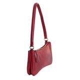 Meet Nicolette, our sleek, curvy chilli colored crossbody pochette with a minimalist style. Featuring soft sculptural curves in tumbled vegan leather, this bag is closed with a brass zipper that encloses 3 interior compartments to keep your cards, cash, keys and phone stowed neatly. The gleaming brass rings open to swap out the two included shoulder straps. A short strap for dressier looks and a longer adjustable crossbody strap when you want to go hands free. Available in an array of beautiful colors, the 