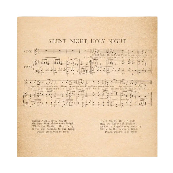 This Silent Night Artist board  creates effortless personality and interest in your home. This piece measures 11x11 inches. Canvas art print on sturdy hardboard.

Made in the USA: Proudly crafted with quality and care. 

Care Instructions: Keep canvas dry to maintain its quality. If smudged or dirty, gently wipe with a dry, soft cloth.
