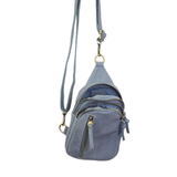 Blending uptown chic with downtown cool, the Skyler sling bag in dusty blue is made in pretty raspberry vegan leather! A convertible strap lends versatility, while a front zip pocket offers practical storage for your necessities. It is the perfect companion for a night out on the town or a fun day trip!


8" h x 5.5" w&nbsp; x 2.25" d
Removable and adjustable convertible strap 20"-30" drop
Zippered top closure
Exterior front zip pocket
2 exterior zip compartments
4 interior credit card pockets
Brass plated 