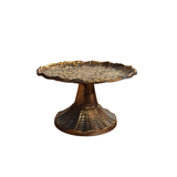 This stunning gold finish on our large display tray will be the perfect touch to your home! It features a beautifully textured surface and antique-inspired finish. We love using it's height to elevate different vignettes of candles, small decor pieces and seasonal items in our homes!

6" Dia x 3.5" H