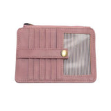 We love this mini wallet in soft berry vegan leather! It is full of style and will hold your license and up to six credit cards. The zipper pocket is roomy enough for change and cash, and it has a back pocket.&nbsp; This mini wallet is perfect for you and makes an awesome gift!

DIMENSIONS: 4 IN. H X 5.5 IN. W X .25 IN. D

ZIPPERED TOP CLOSURE ON EDGE

6 CREDIT CARD POCKETS

ID WINDOW POCKET

EXTERIOR PASSPORT POCKET

STRIPED LINING

BRASS PLATED HARDWARE

100% VEGAN LEATHER (POLYURETHANE)