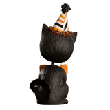Bobble Bobble Mr. Sourpuss! Sourpuss is here to bobble his way into your hearts. How adorable is he! Sourpuss is dressed in a skeleton costume with an oversized orange bow-tie. He wears a barber striped hat with crepe paper and a black pom on top. He is sure to add a vintage flair to your Halloween décor.

3.5 x 3.5 x 11 in