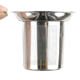 We absolutely love this stainless steel infuser, it's our favorite way to brew (and easiest!). From fine rooibos to exquisite full leaf oolongs, this in cup infuser brews them all masterfully. It's easy to clean and dishwasher safe.

4.25" W (with handle) x 3.5" Dia (top) x 3" H
