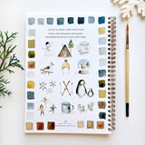 The Winter Watercolor Workbook includes 12 winter-themed illustrations with an example of the finished painting, step-by-step instructions, and a lightly illustrated sketch for you to paint. It's just like a coloring book, but with watercolor! Enjoy this peaceful painting hobby on your own, with children, or with friends. Makes a wonderful gift and is perfect for artists of any age.

12 beginner-friendly illustrations on thick 120lb watercolor paper

Lay-flat pages with spiral binding for hassle-free painti