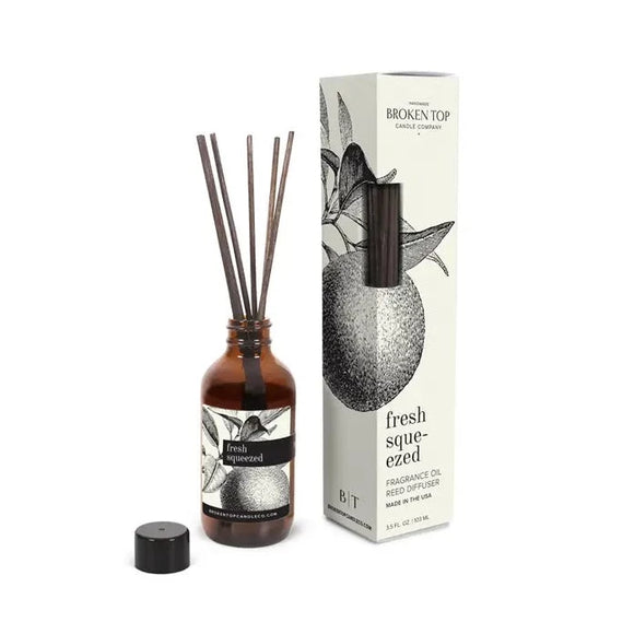 Burst into summer with this bold citrus scent! The fruity orange and grapefruit combination is finished off with a tinge of woody cedar notes. Our reed diffuser is a classic and beautifully crafted vessel that efficiently distributes fragrance over a long period of time. Cloaked in our signature botanical artwork and set off by subtle black reeds, the diffuser is a tasteful addition to home decor.  Scent notes: bergamot | blood orange | cedar
