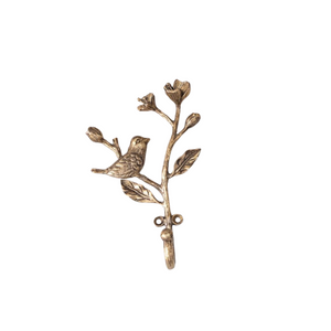 If you need a hook in your home, make it a beautiful one! This antiqued brass hook features a flower and a bird facing right and will be a stunning addition to your home!

6.75" H x 3.75" W

Pewter