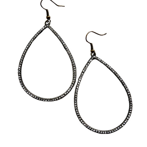 A customer favorite! These antique bronze teardrop hoops are oversized and are a very lightweight earrings. They have micro pave crystals that give them a bit of "wow!"

2.45" long