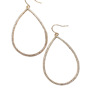 A customer favorite! These antique gold teardrop hoops are oversized and very lightweight earrings have micro pave crystals that give them a bit of "wow!"